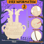 Paintable Halloween Ornaments 3 Sets, Wooden Happy Halloween Cauldron Ornaments - Image 2