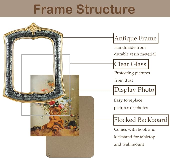 Vintage Picture Frame 2.5x3.5 Antique Ornate Photo Frame Tabletop and Wall - Image 5