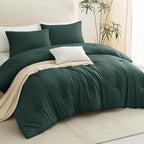 CozyLux Queen Comforter Set Forest Green, 3 Pieces Solid Comforters Queen Size - Image 8