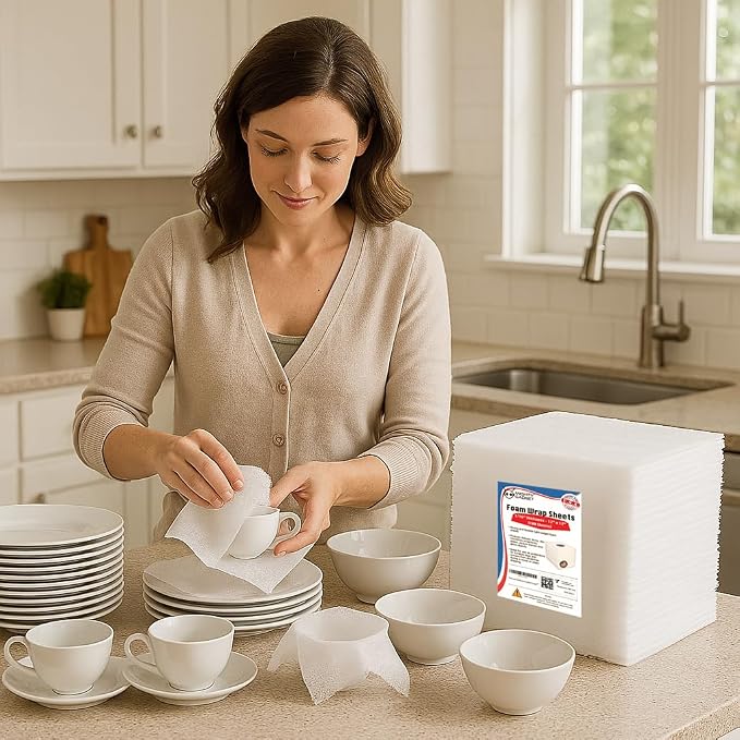Mighty Gadget 100-Pack Foam Packing Sheets, Pre-Cut Non-Abrasive Cushioning - Image 9