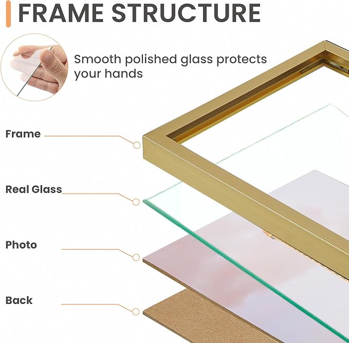 upsimples 5x7 Picture Frame Set of 3, Made of High Definition Glass - Image 4