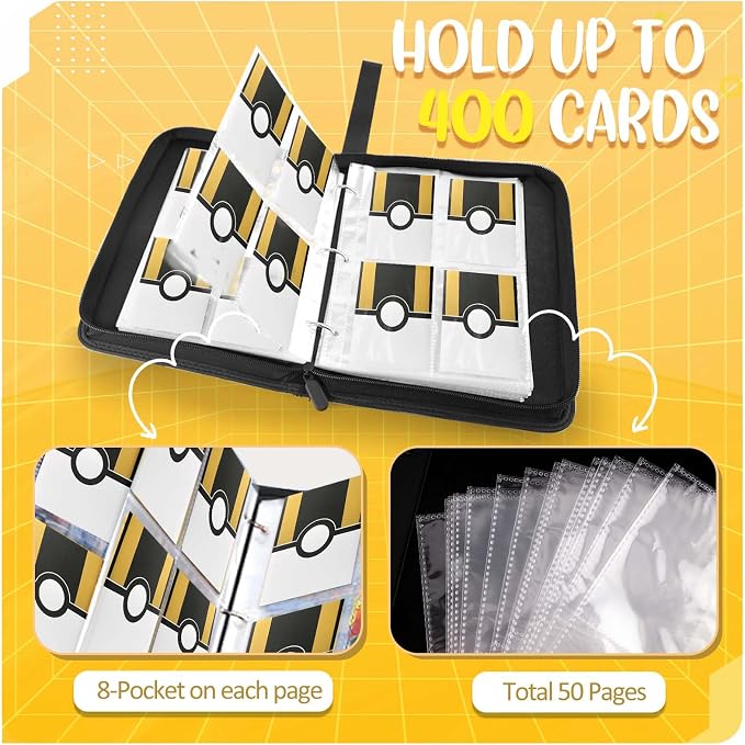 Card Binder 4 Pocket, Trading Card Holder Fits 400 Cards - Image 4