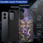 for Samsung Galaxy S25 Edge Case, Stained Glass Dragonfly Pattern Glossy 2 in 1 - Image 3