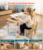 JOIN&JOY Kids Art Table and 2 Chair Set, Toddler Activity - Image 5