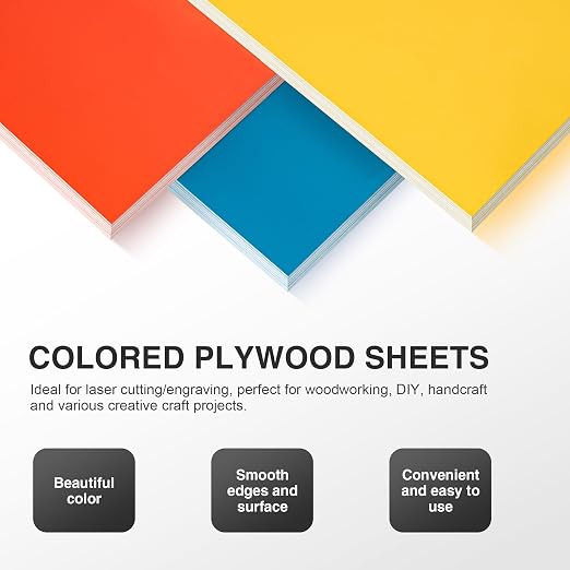 Rowood 7 Pack Rainbow Colored Plywood Sheets, 3mm Multi Thin Unfinished Wood - Image 6