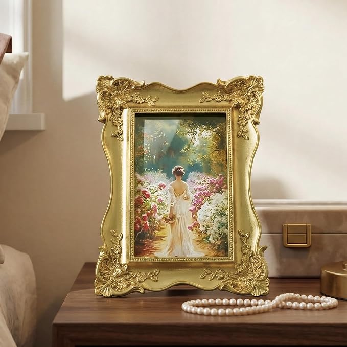 Cuspin 4x6 Picture Frame Gold Vintage, Ornate Decorative Photo Frame - Image 3