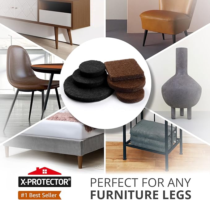 235 PCS Felt Furniture Pads Brown & Black X-Protector - Image 2