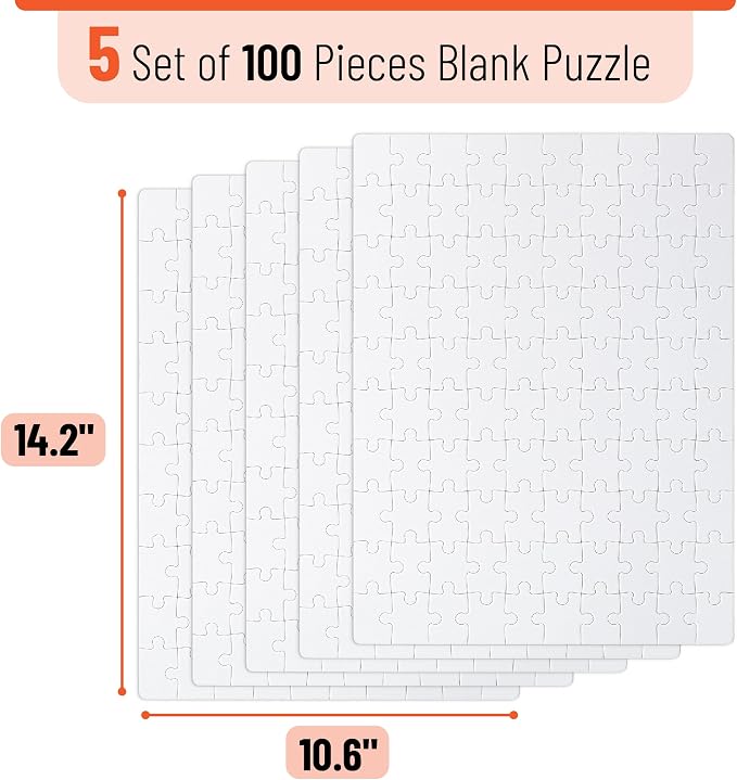 Mr. Pen- Blank Puzzle, 5 Pack, 100 Pieces/Pack, 10.6" x 14.2" | Blank Puzzles - Image 2
