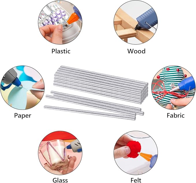 Manarty Glitter Silver Hot Glue Sticks, All Temperature Adhesive EVA Glue Sticks - Image 6