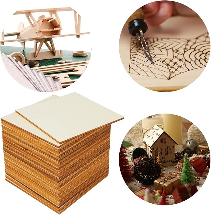 100 Pieces 4x4 Inch Wood Squares Unfinished Basswood Plywood Wooden Sheets 1/8 - Image 5