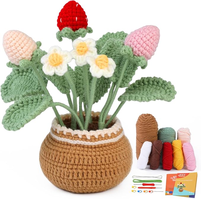 kgxulr Crochet Kit for Beginners, Strawberry Crochet Kit Beginner Crochet by kgxulr