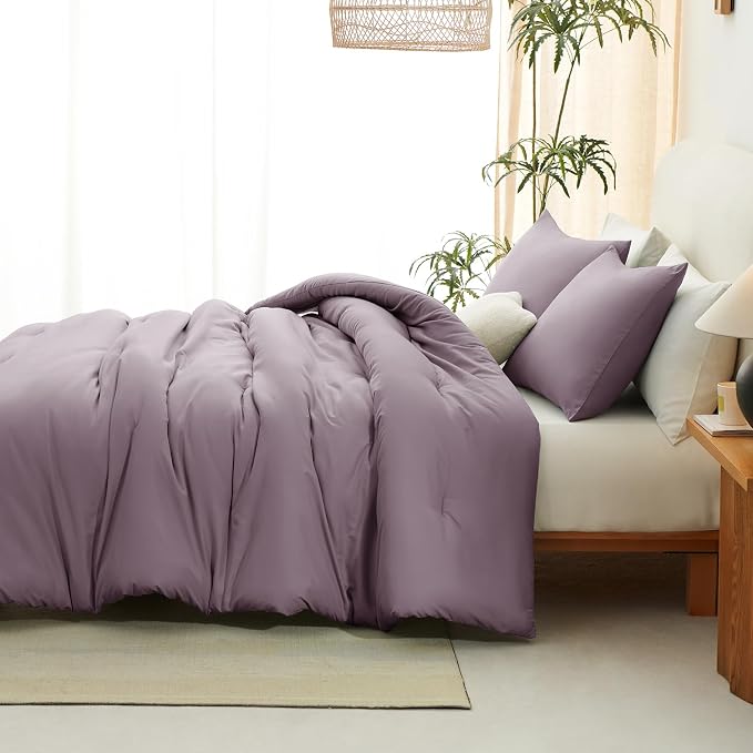 CozyLux Oversized King Comforter Set Dusty Purple, 3 Pieces 120x98 Solid - Image 7