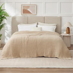100% Cotton Muslin Blanket Queen 90" x 90", 6 Layers Breathable and Lightweight - Image 8