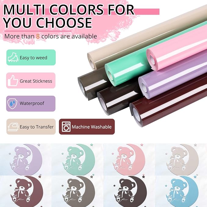 HTVRONT Puff Vinyl Heat Transfer, Light Pink, Iron on Vinyl - Image 4