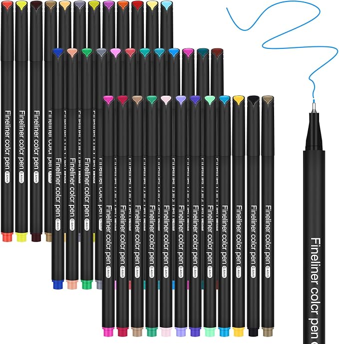 Journal Planner Pens 36 Vibrant Colors, 0.4mm Fine Point Markers by Unknown