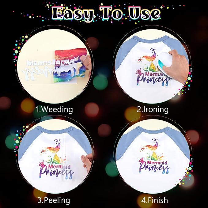 HTVSTD Watercolour HTV Heat Transfer Vinyl 10 Sheets 12×10in Iron on Vinyl | - Image 3