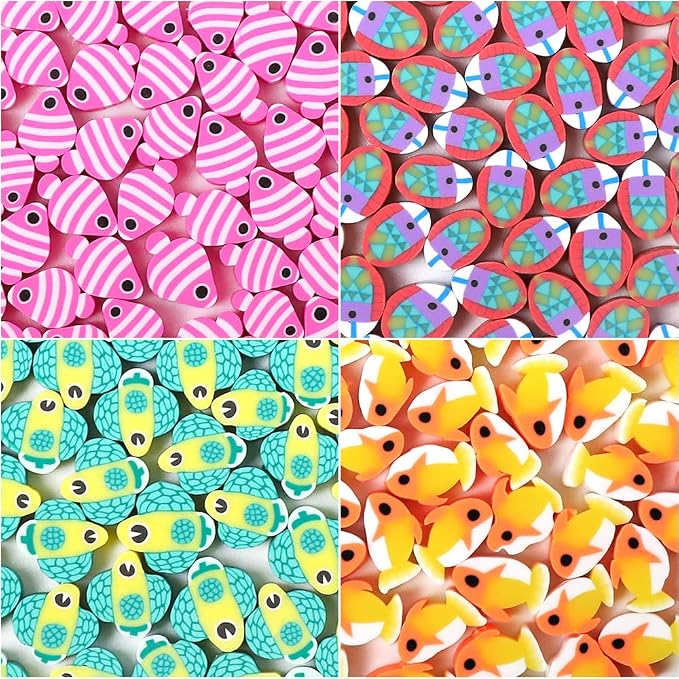 100pcs Mixed Tropical Fish Polymer Clay Spacer Beads - Image 4
