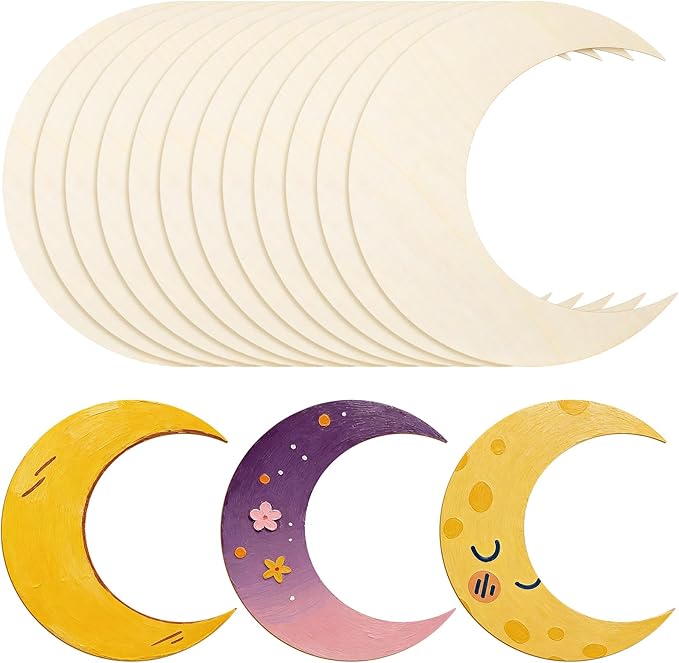 12 Pack 12 Inch Wooden Moon Cutout by Anglechic
