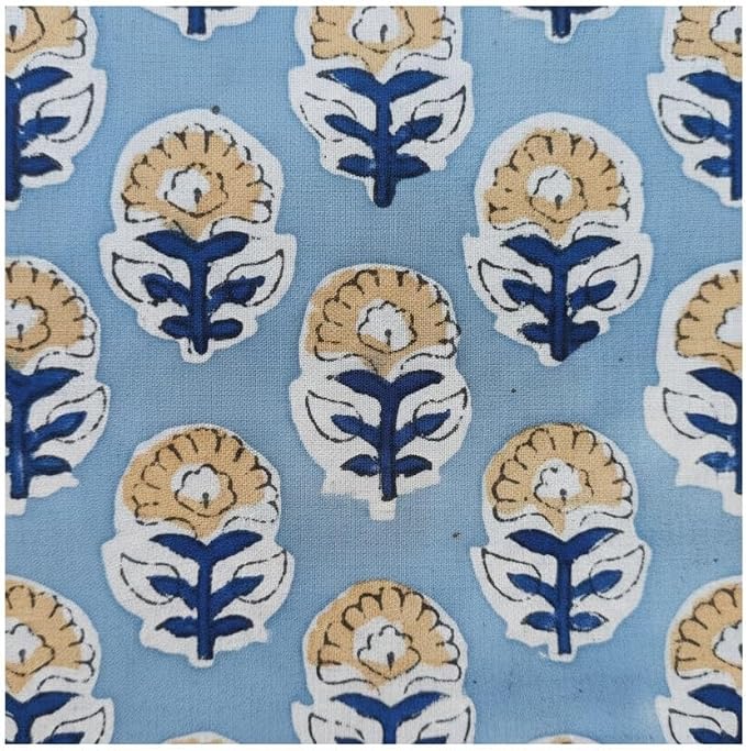 E-Tailor® Hand-Block Printed Pre-Cut Cotton Fabric Ideal - Image 7