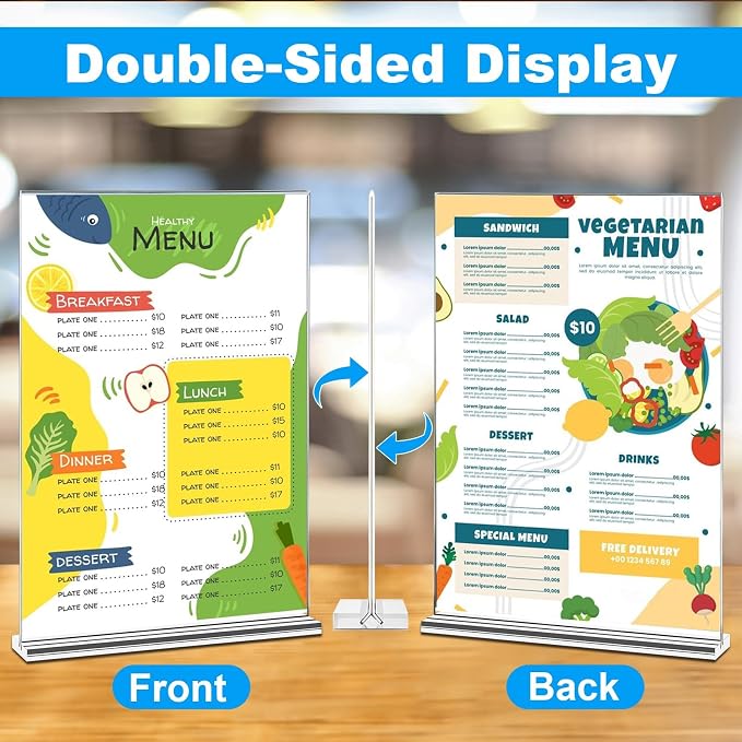 EHWINE Acrylic Sign Holder 8.5 x 11, 10 Pack Double-Sided Stand up Table Top - Image 2