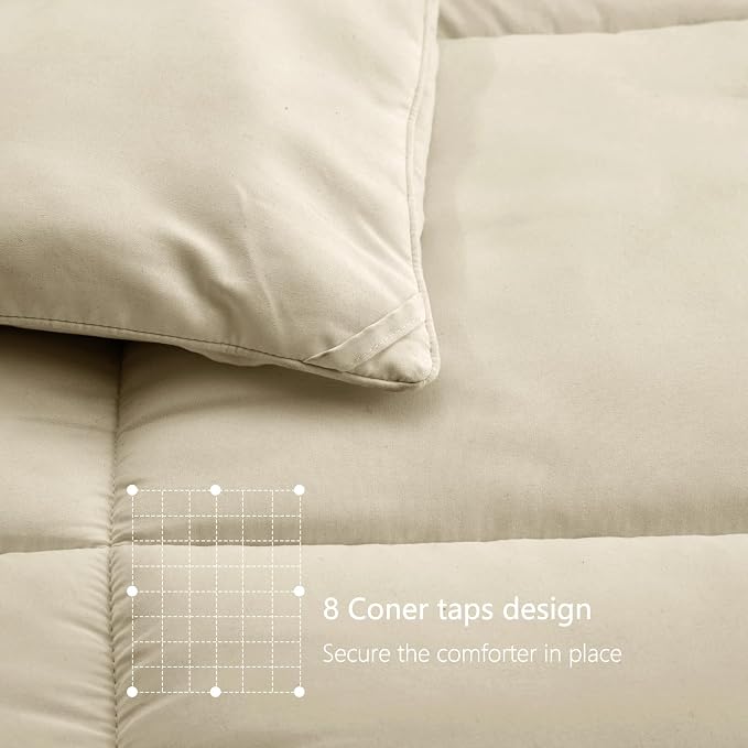 TEXARTIST Premium 2100 Series King Comforter All Season Breathable Beige - Image 5