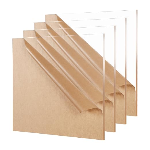 KAITELA 4 Pack Clear Acrylic Sheet 1/4" Thick, Display Case, Laser Cutting by KAITELA