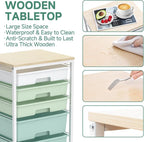 SYKIARIOL Utility Cart with 5 Drawers, Storage Cart with Wooden Tabletop and - Image 6