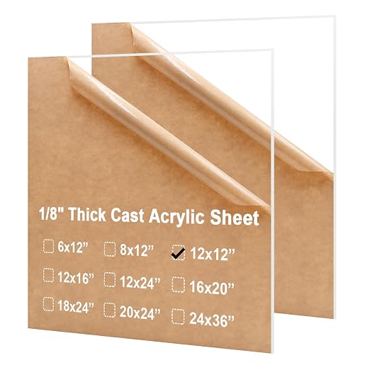 KINLINK 12x12 Plexiglass Sheets 1/8 inch Thick, 3mm Clear Cast Acrylic Sheet by KINLINK