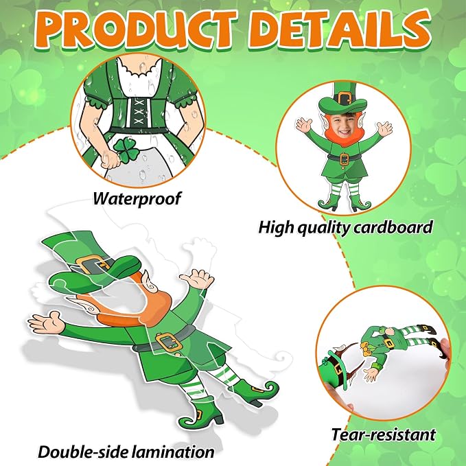 OBUSATT 60 Pcs St. Patrick's Day Leprechaun Theme Cutouts March Bulletin Board - Image 3