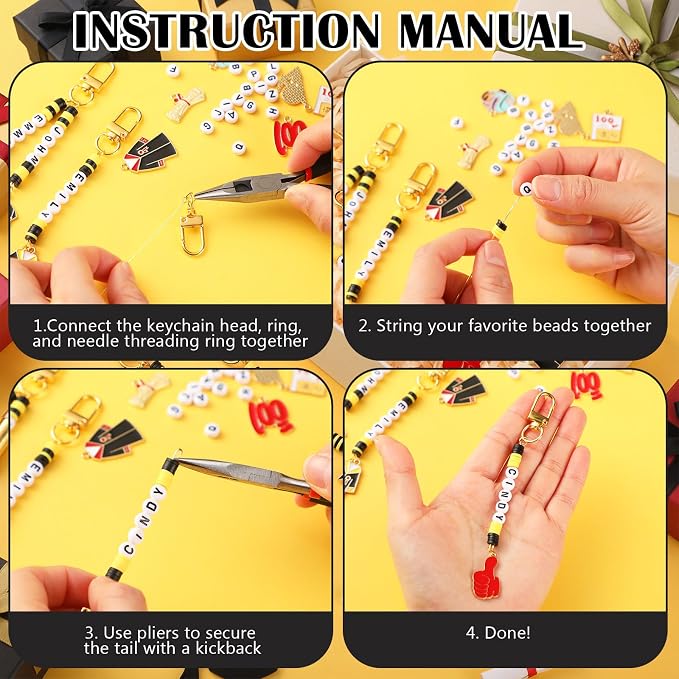 Tondiamo 2823 Pcs Graduation Bead Keychain DIY Craft Making Kit Class of 2026 - Image 2