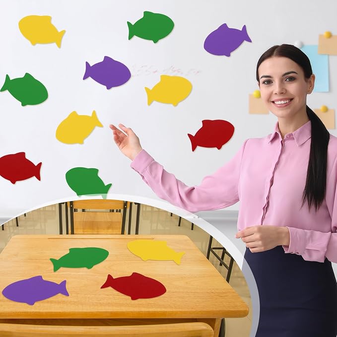 Ireer 48 Pcs Large Foam Fish Cutouts 6 Inch Colorful Fish Shapes Classroom - Image 6