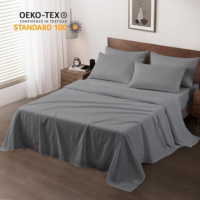 Maple&Stone King Flat Sheet 6 Pack, Premium Soft & Breathable, Brushed - Image 2