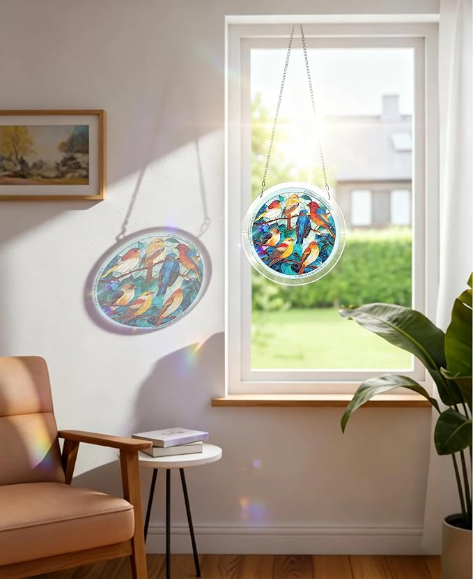 Acrylic Puzzle Suncatcher, Painted Finch Sun Catcher - Image 3