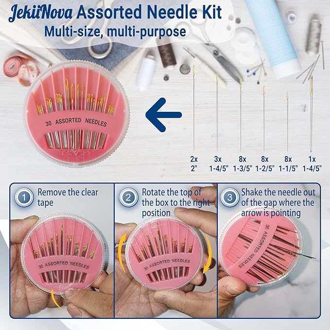 Premium Hand Sewing Needles, 6 Sizes Assorted Sewing Needles - Image 2