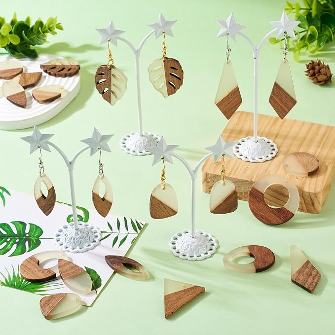 FASHEWELRY Glow in The Dark Resin Wood Earrings Charms Geometry Luminous Wooden - Image 3