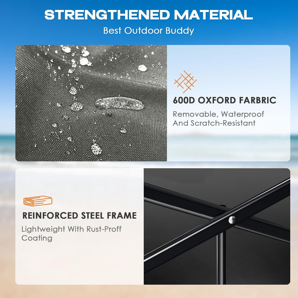 Collapsible Wagon Cart Heavy Duty Foldable, Folding Beach Wagon with Big Wheels for Sand, Utility Grocery Cart with Side Pocket and Brakes for Camping Sports Outdoor Activities, Grey