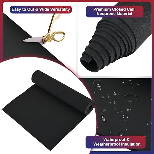 NYXOVA Neoprene Sponge Foam Sheet Roll, Closed Cell Foam Rubber Padding Without - Image 3