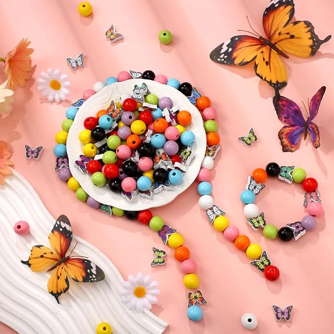 Tradder 200 Pcs Butterfly Wooden Beads - Image 3
