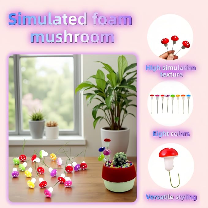 Enchanted Garden Miniature Mushroom Decorations, 40-Piece Resin Fairy Garden - Image 9