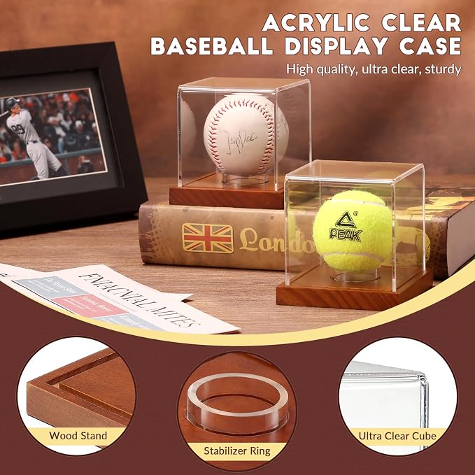 JupDec Baseball Display Case, Autograph Baseball Stand Box - Image 3