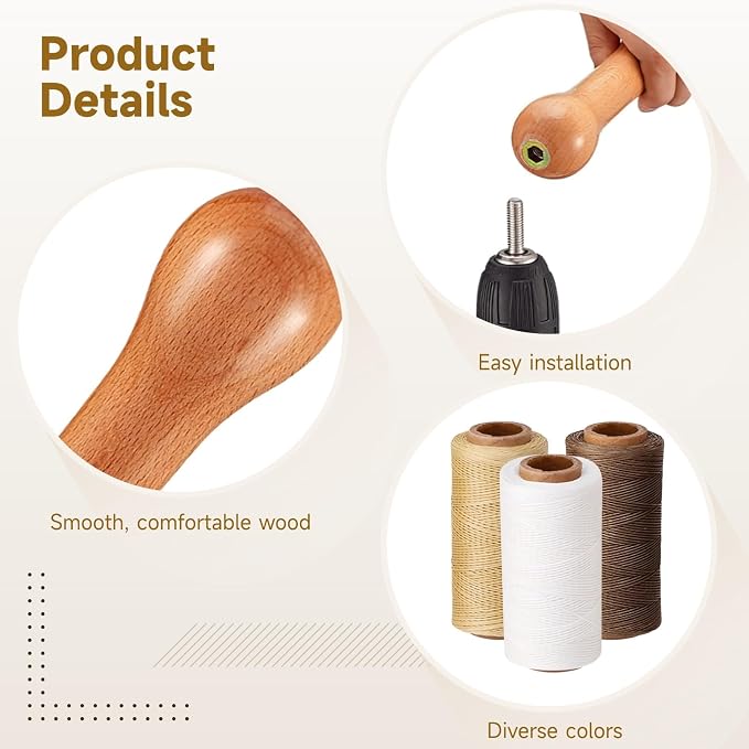 3 Pcs Wooden Thread Spool Set - Image 3