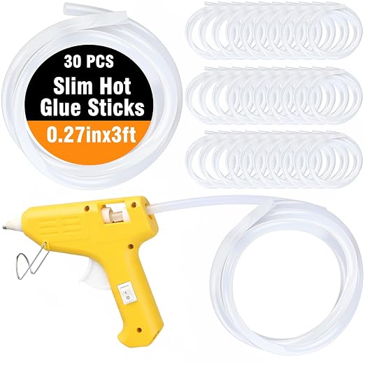 Copkim 30 Pack 3 ft Long x 0.27" Diameter Mini Hot Glue Stick Rolls Bulk Hot by Copkim