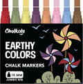 Jumbo Chalk Markers - 15mm Window Markers | Pack of 8 Classic Earth Color pens by Chalkola