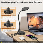 15W LED Desk Lamp with USB Charging Ports, Dimmable Table Lamp with 3 Color - Image 5