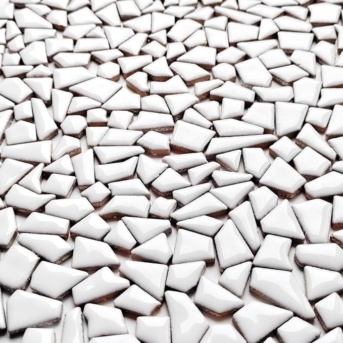 1.1 LB White Irregular Ceramic Mosaic Tiles - Image 4