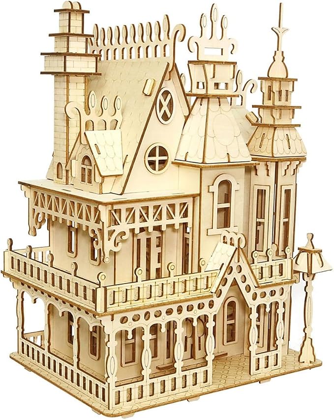 3D Puzzle House, Fantasy Villa Model Kit DIY Miniature Dolls House Kits by CUTEROOM