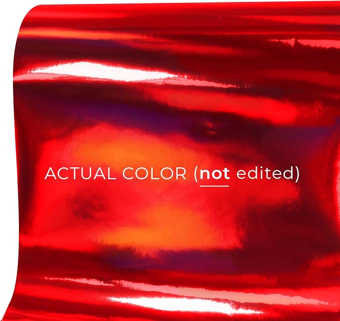 VViViD DECO65 Gloss Holographic Chrome Red Permanent Adhesive Craft Vinyl Roll - Image 2