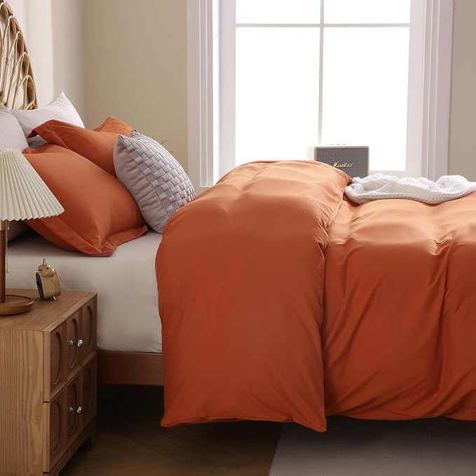JSD Burnt Orange Duvet Cover Set Full Size, 3 Piece Duvet Cover - Image 7