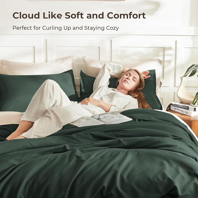 Litanika Forest Green Comforter Full Size, 3 Pieces Lightweight Solid Bedding - Image 2