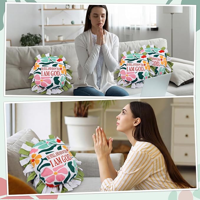 Chunful 6 Sets Christian Tied Pillow Craft Kit Religious Bible Be Still and - Image 7